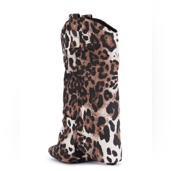 AZALEA WANG Animal Print Leopard Western Wedge Boots - Picture 4 of 4